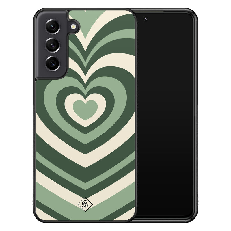 Casimoda Samsung Galaxy S21 FE hoesje - Hart swirl groen