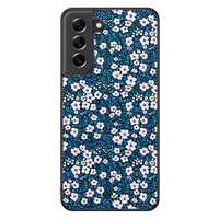 Casimoda Samsung Galaxy S21 FE hoesje - Bloemen blauw
