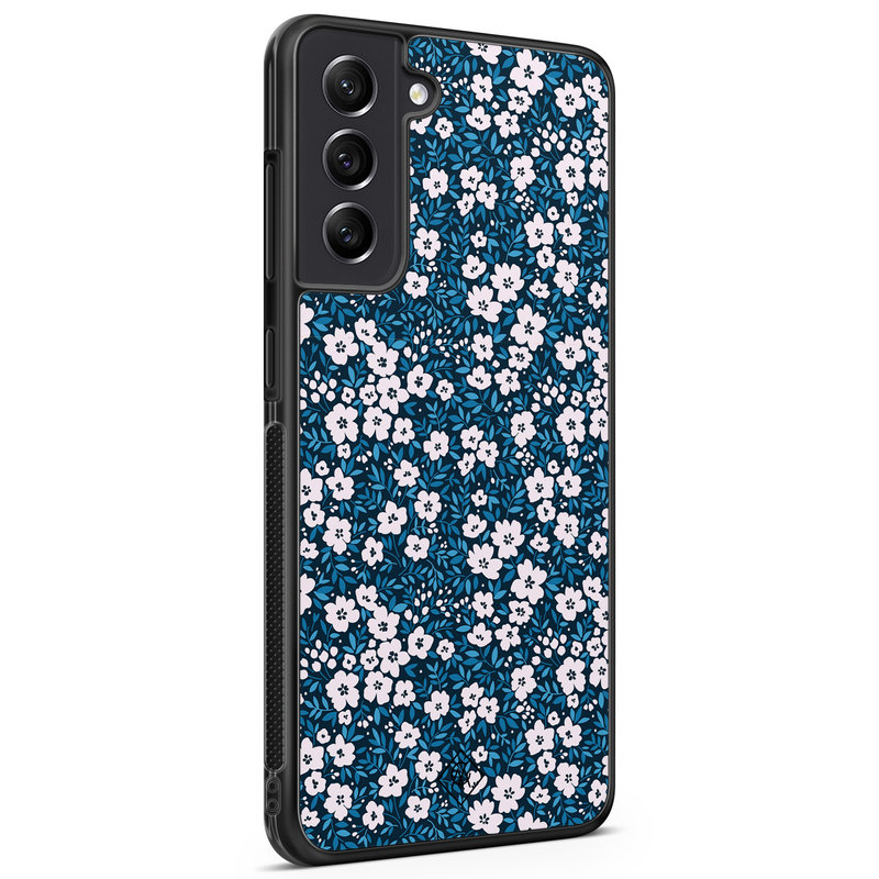 Casimoda Samsung Galaxy S21 FE hoesje - Bloemen blauw