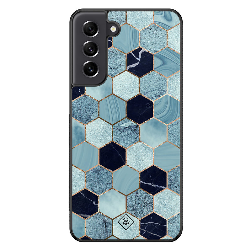 Casimoda Samsung Galaxy S21 FE hoesje - Blue cubes