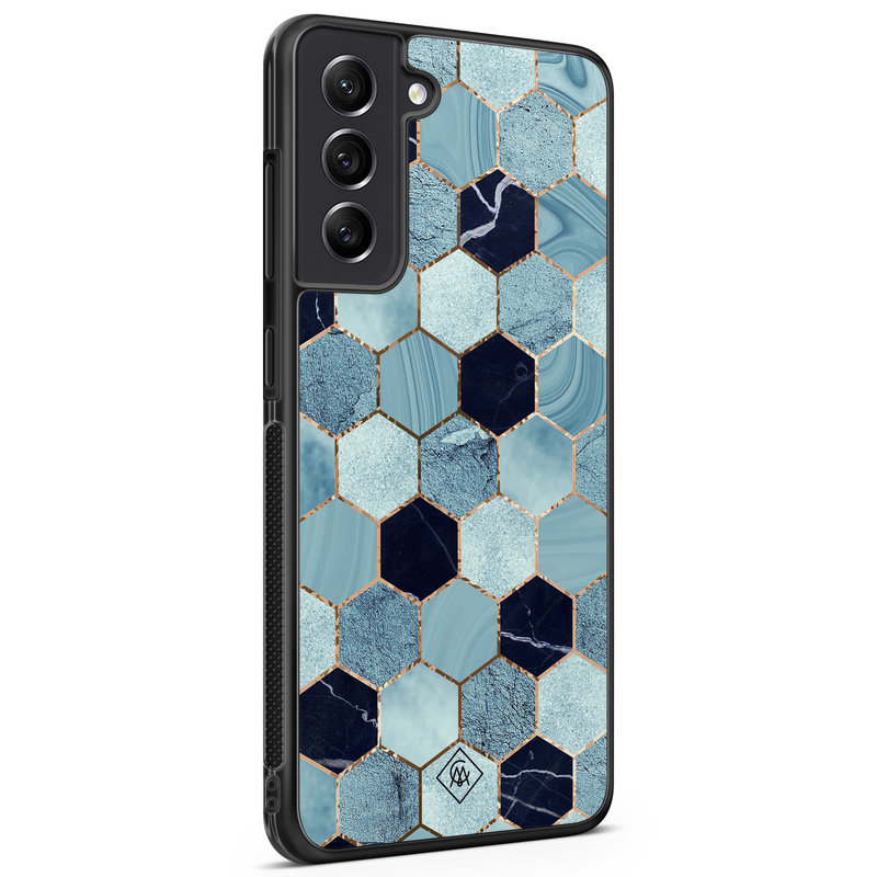 Casimoda Samsung Galaxy S21 FE hoesje - Blue cubes