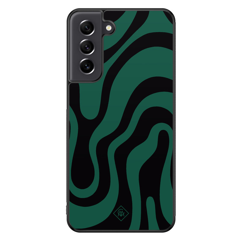 Casimoda Samsung Galaxy S21 FE hoesje - Swirl zwart groen