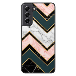 Casimoda Samsung Galaxy S21 FE hoesje - Marmer triangles