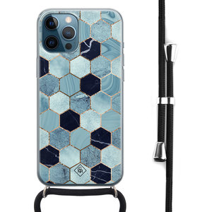 Casimoda iPhone 12 Pro Max hoesje met koord - Blue cubes