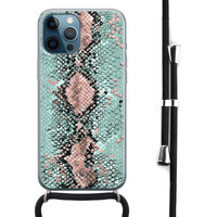 Casimoda iPhone 12 Pro Max hoesje met koord - Snake pastel