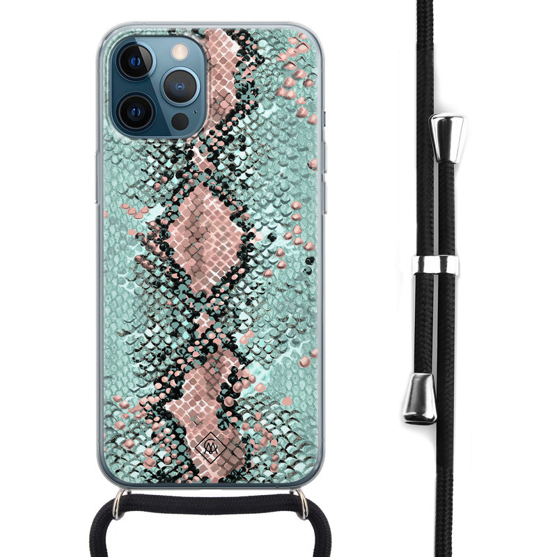 Casimoda iPhone 12 Pro Max hoesje met koord - Snake pastel