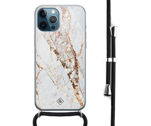 Iphone 12 Pro Max Hoesje Met Koord Marmer Goud Casimoda Nl