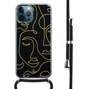 Casimoda iPhone 12 Pro Max hoesje met koord - Abstract faces