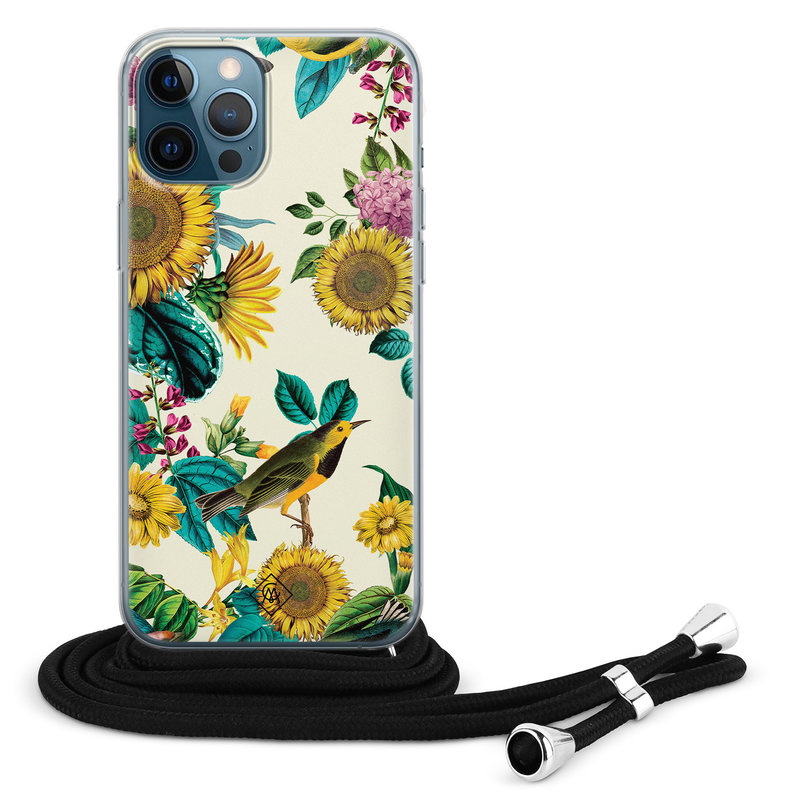 Casimoda iPhone 12 Pro Max hoesje met koord - Sunflowers