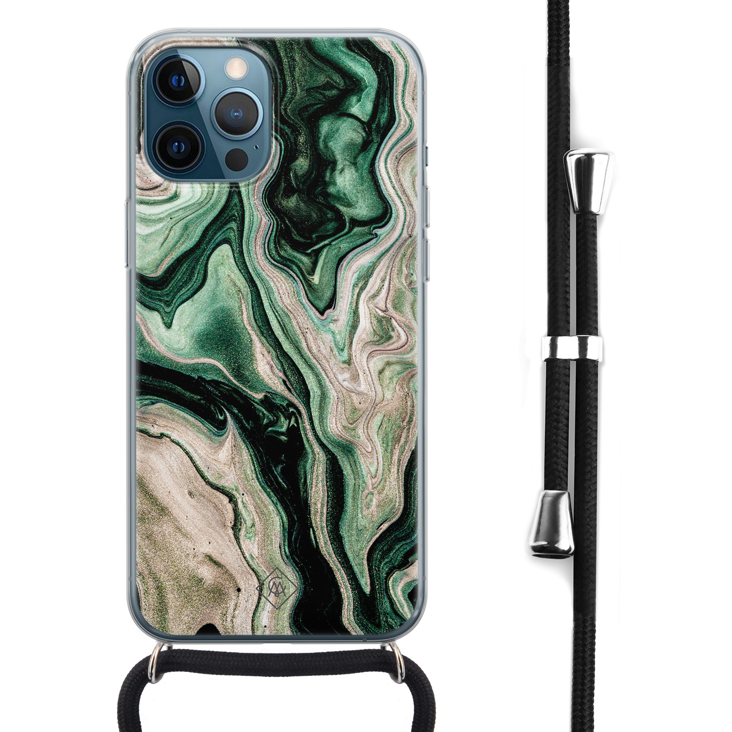 iPhone 12 Pro Max hoesje met koord - Green waves