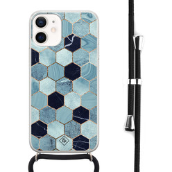Casimoda iPhone 12 mini hoesje met koord - Blue cubes