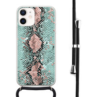 Casimoda iPhone 12 mini hoesje met koord - Snake pastel