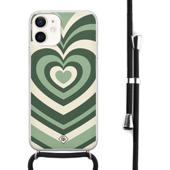 Casimoda iPhone 12 mini hoesje met koord - Hart groen swirl