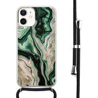 Casimoda iPhone 12 mini hoesje met koord - Green waves