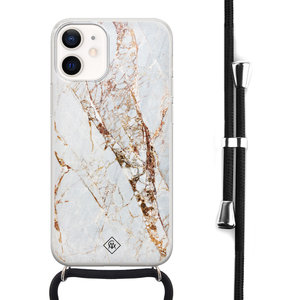 Casimoda iPhone 12 mini hoesje met koord - Marmer goud