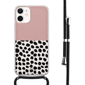 Casimoda iPhone 12 mini hoesje met koord - Pink dots