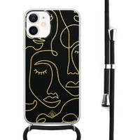 Casimoda iPhone 12 mini hoesje met koord - Abstract faces