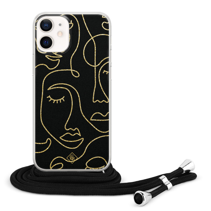 Casimoda iPhone 12 mini hoesje met koord - Abstract faces