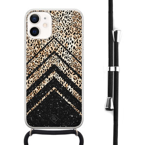 Casimoda iPhone 12 mini hoesje met koord - Chevron luipaard