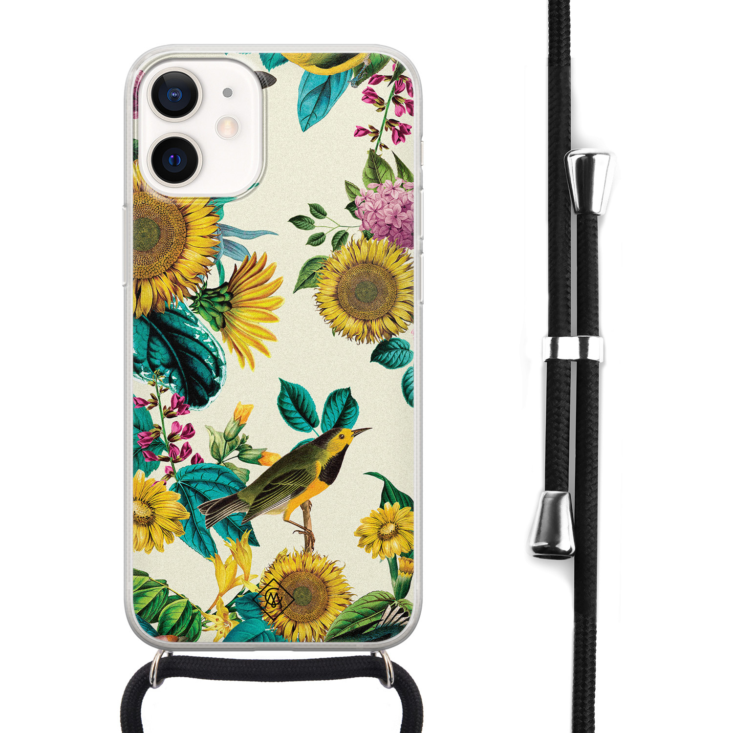 iPhone 12 mini hoesje met koord - Sunflowers