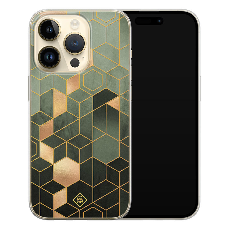 Casimoda iPhone 14 Pro siliconen hoesje - Kubus groen