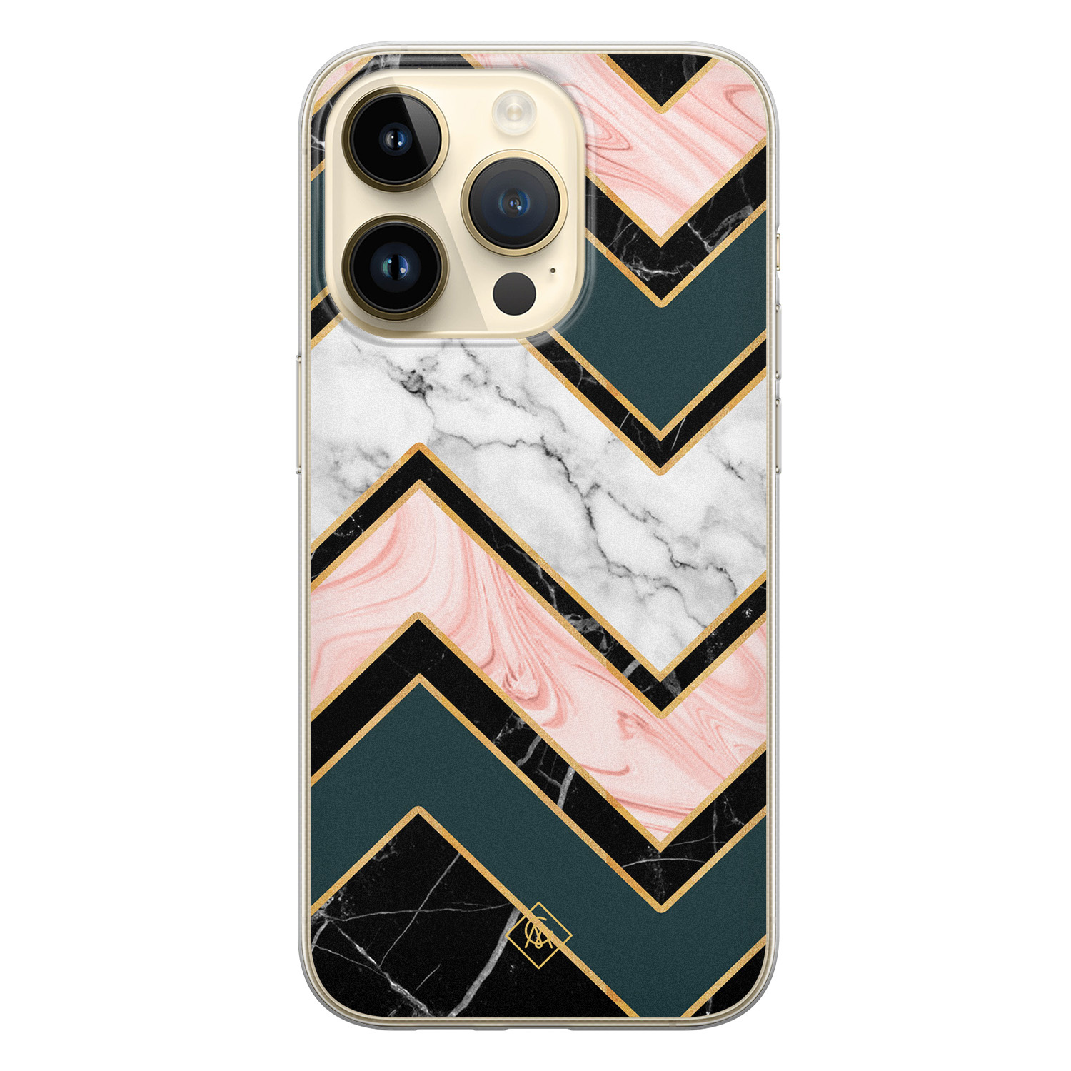 iPhone 14 Pro siliconen hoesje Marmer triangles