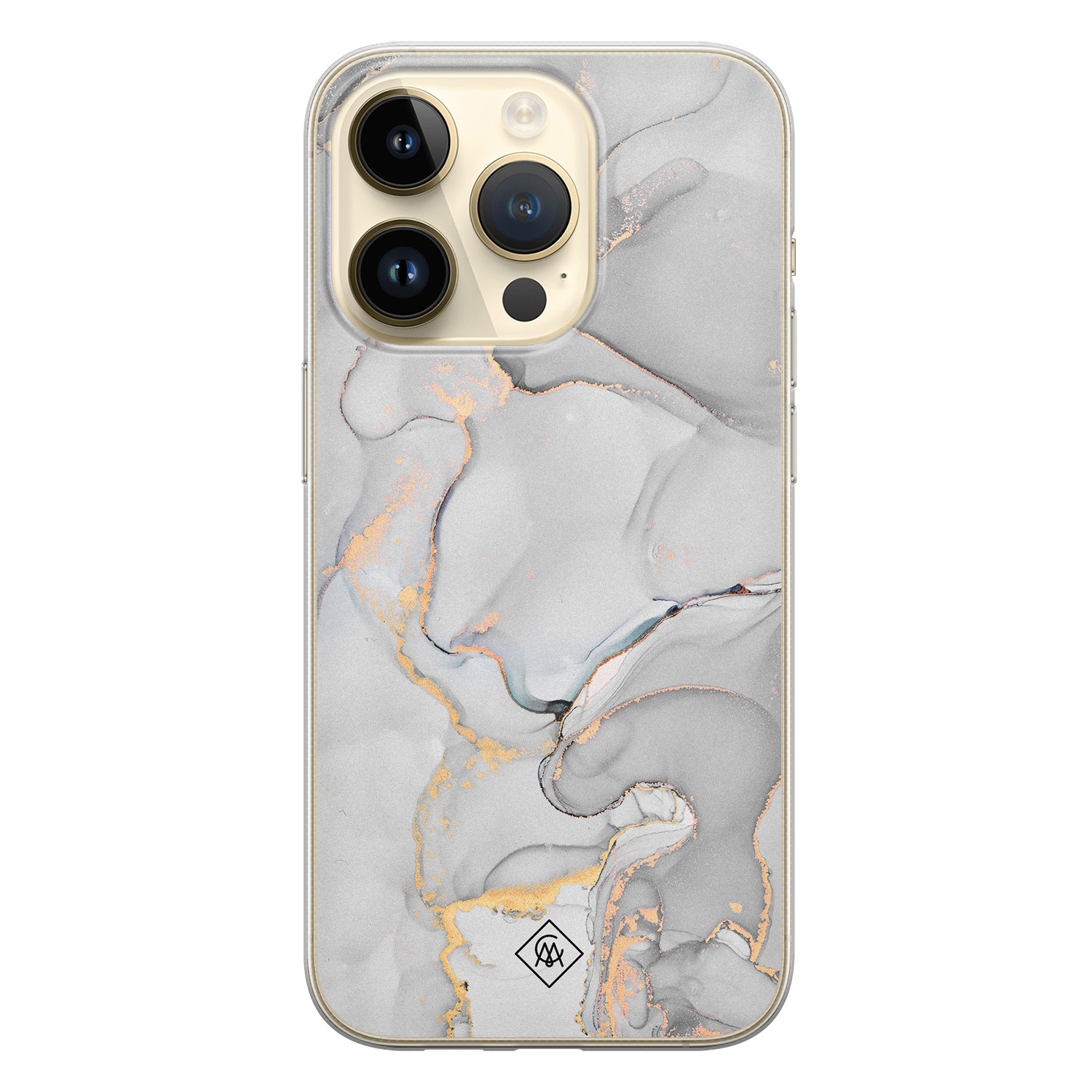 iPhone 14 Pro siliconen hoesje - Marmer grijs