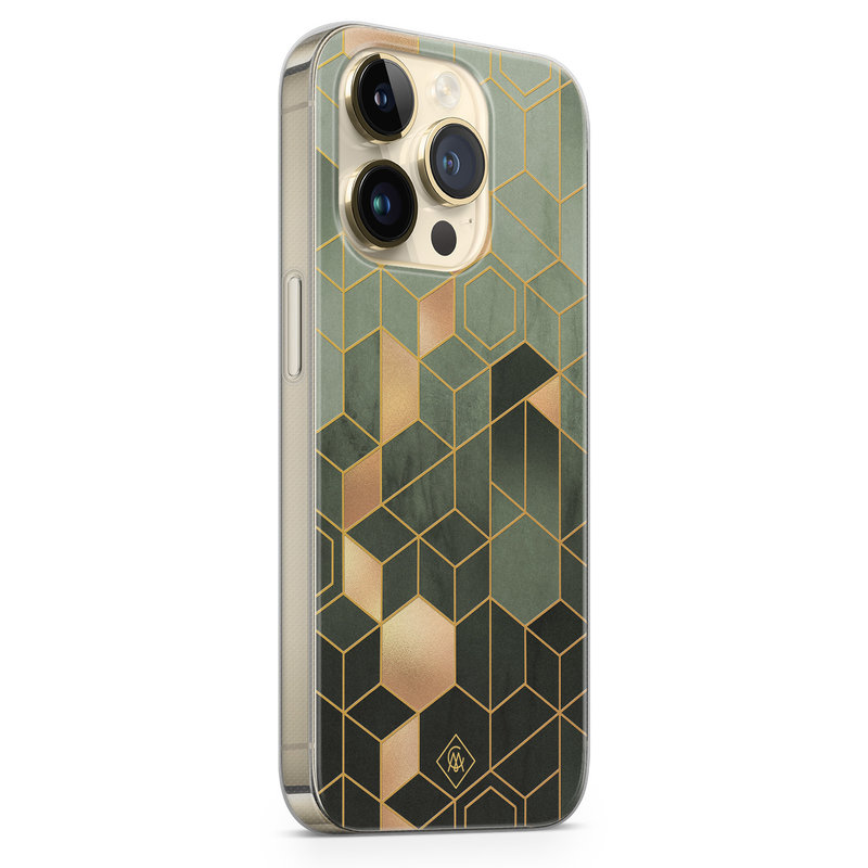 Casimoda iPhone 14 Pro siliconen hoesje - Kubus groen