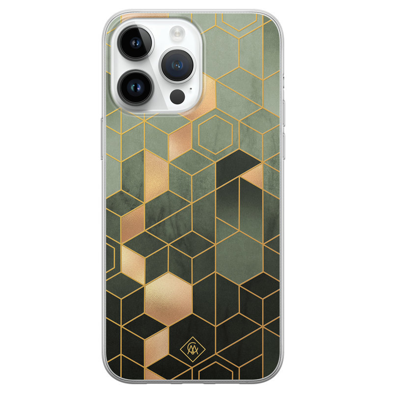 Casimoda iPhone 14 Pro Max siliconen hoesje - Kubus groen