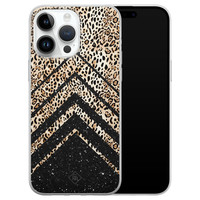 Casimoda iPhone 14 Pro Max siliconen hoesje - Chevron luipaard