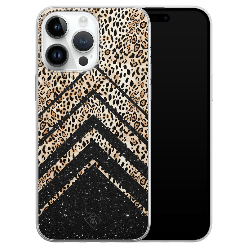 Casimoda iPhone 14 Pro Max siliconen hoesje - Chevron luipaard