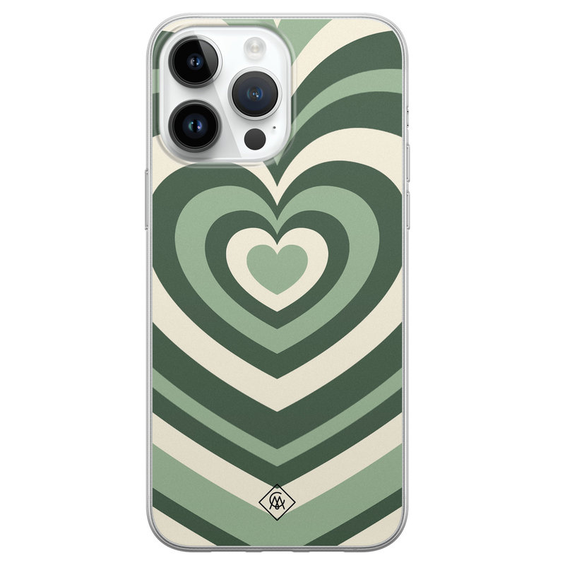 Casimoda iPhone 14 Pro Max siliconen hoesje - Groen hart swirl