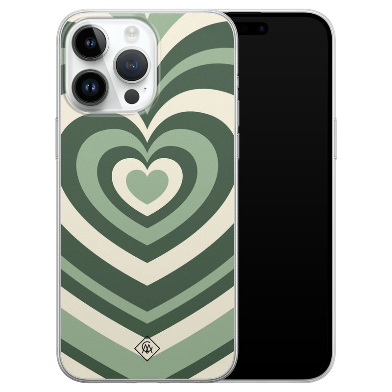 Casimoda iPhone 14 Pro Max siliconen hoesje - Groen hart swirl
