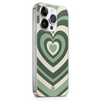 Casimoda iPhone 14 Pro Max siliconen hoesje - Groen hart swirl