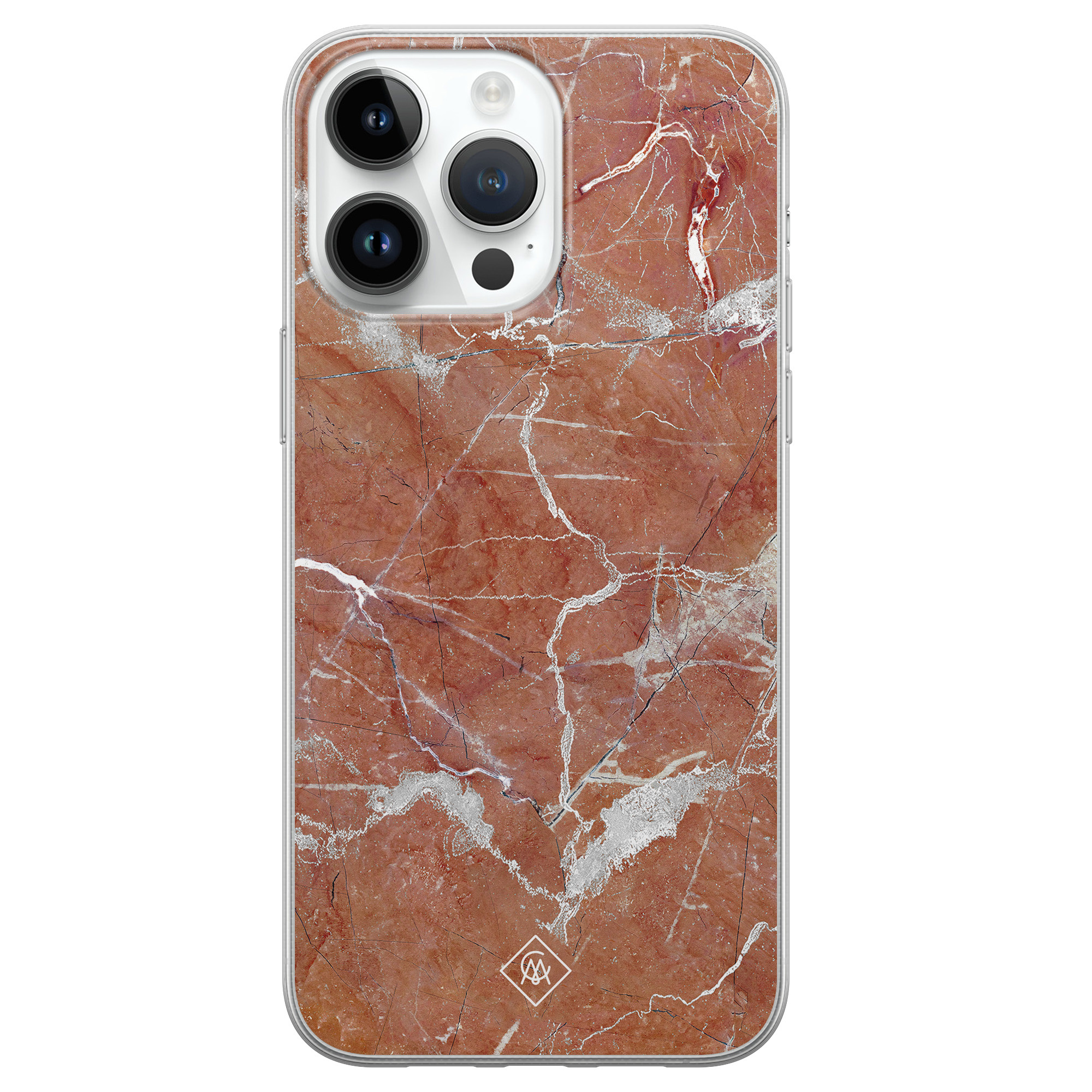 iPhone 14 Pro Max siliconen hoesje - Marble sunkissed