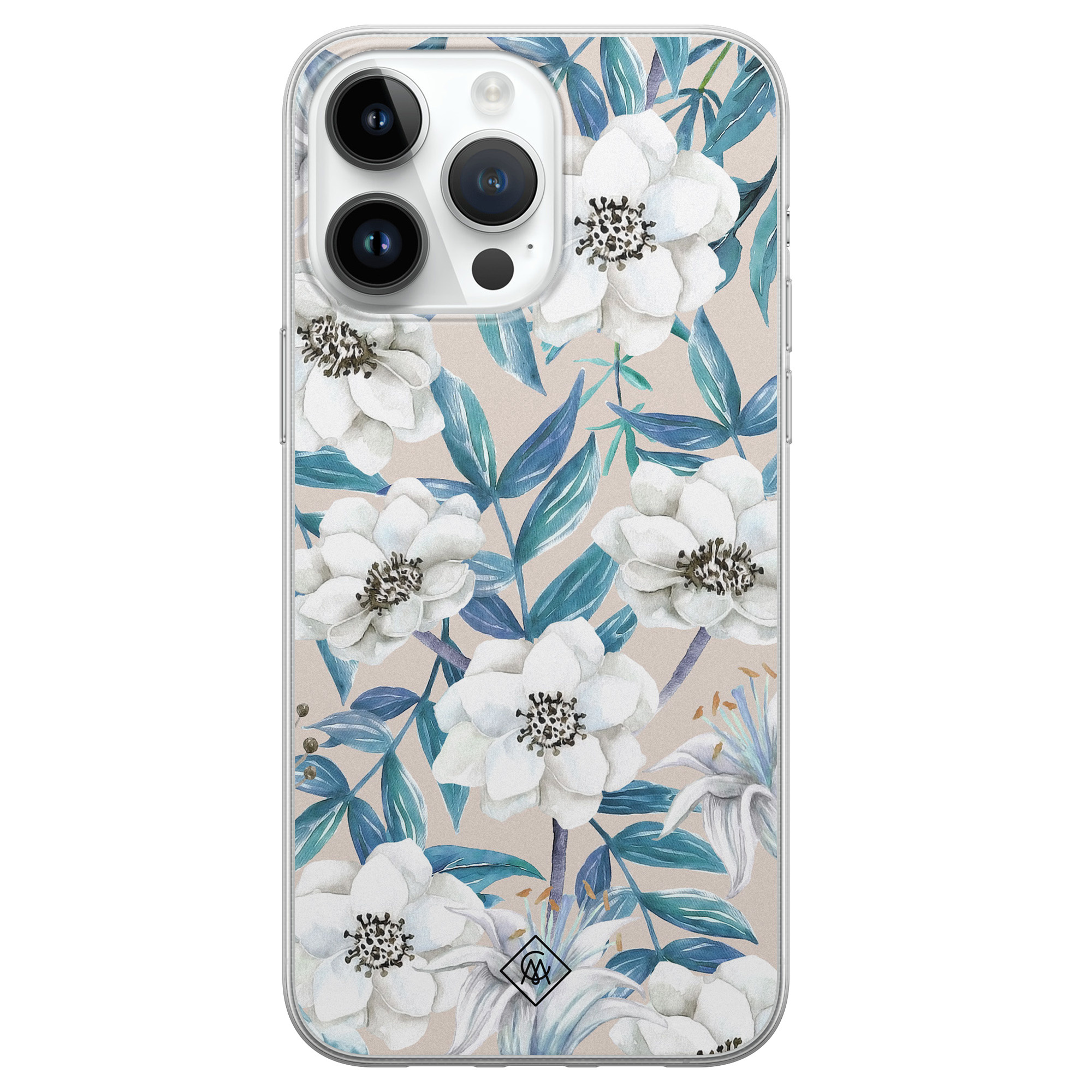 iPhone 14 Pro Max siliconen hoesje - Touch of flowers