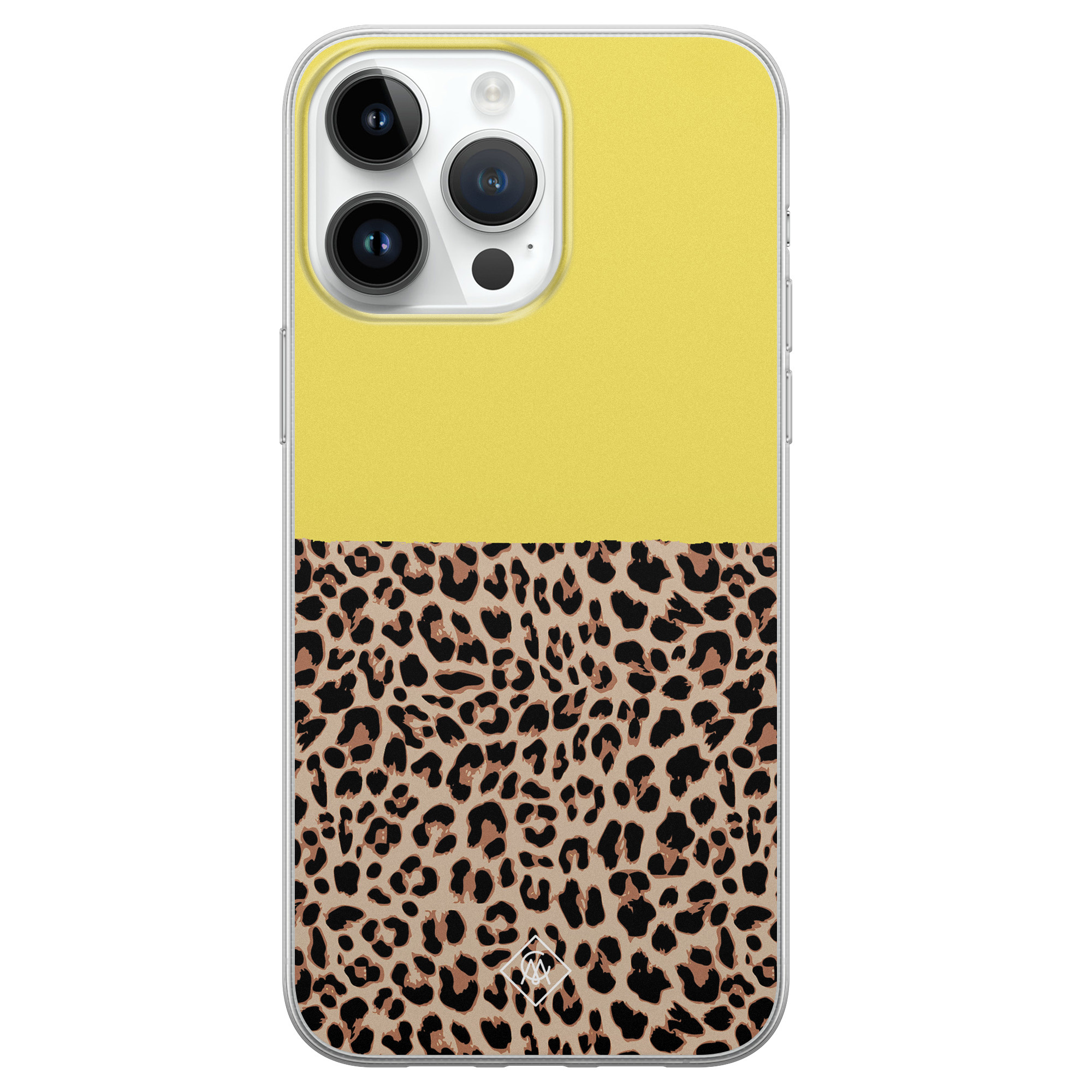 iPhone 14 Pro Max siliconen hoesje - Luipaard geel