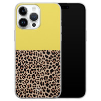 Casimoda iPhone 14 Pro Max siliconen hoesje - Luipaard geel