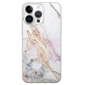 Casimoda iPhone 14 Pro Max siliconen hoesje - Parelmoer marmer