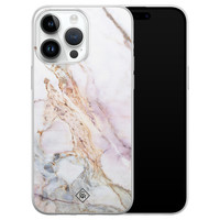Casimoda iPhone 14 Pro Max siliconen hoesje - Parelmoer marmer