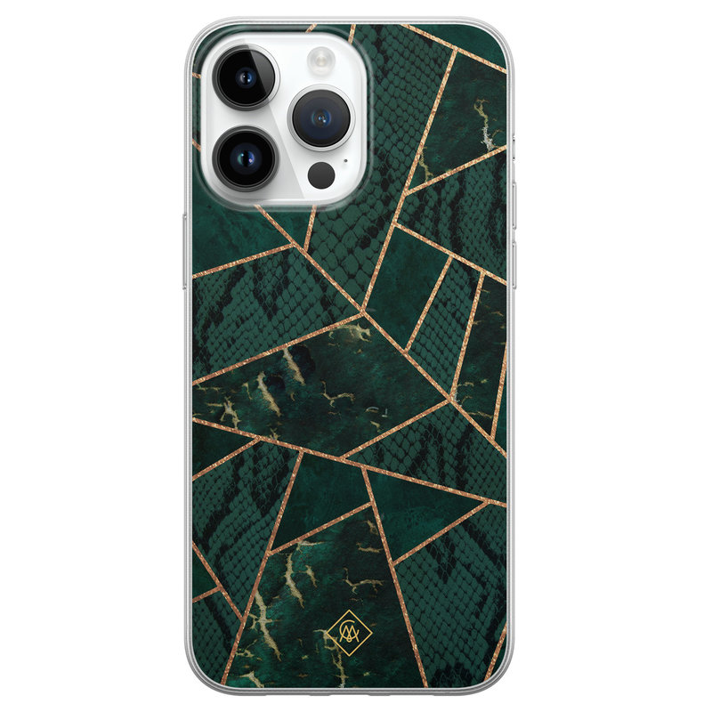 Casimoda iPhone 14 Pro Max siliconen hoesje - Abstract groen