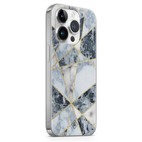 Casimoda iPhone 14 Pro Max siliconen hoesje - Marmer blauw