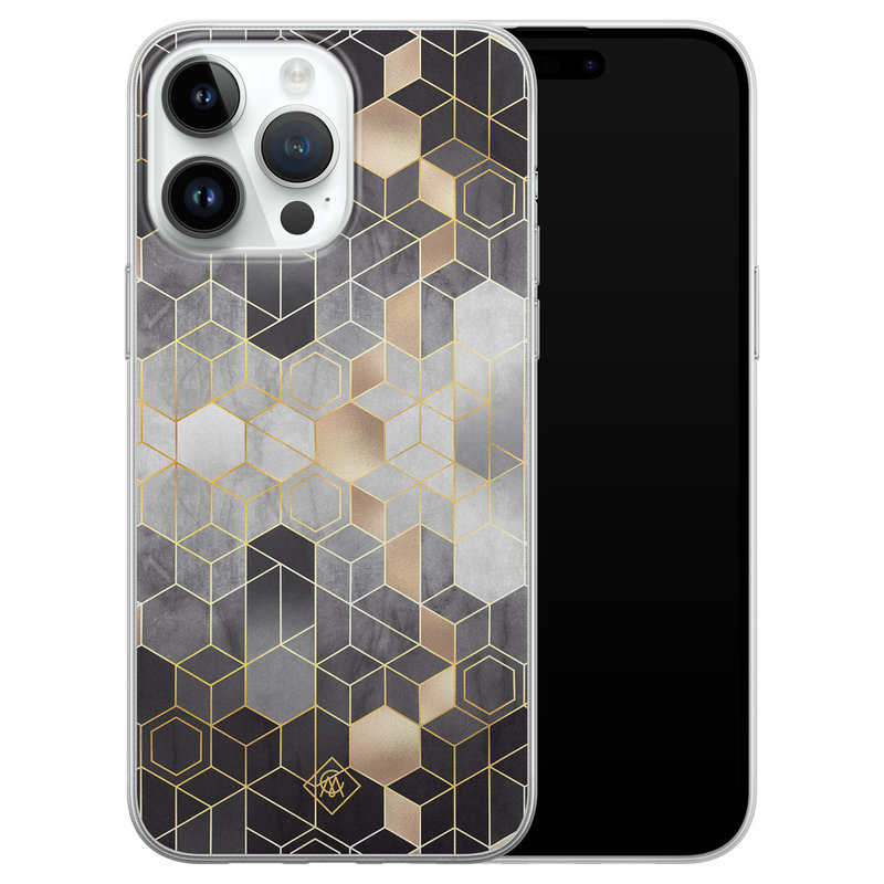 Casimoda iPhone 14 Pro Max siliconen hoesje - Grey cubes