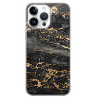 Casimoda iPhone 14 Pro Max siliconen hoesje - Marmer grijs brons
