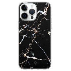 Casimoda iPhone 14 Pro Max siliconen hoesje - Marmer zwart