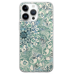 Casimoda iPhone 14 Pro Max siliconen hoesje - Mandala blauw