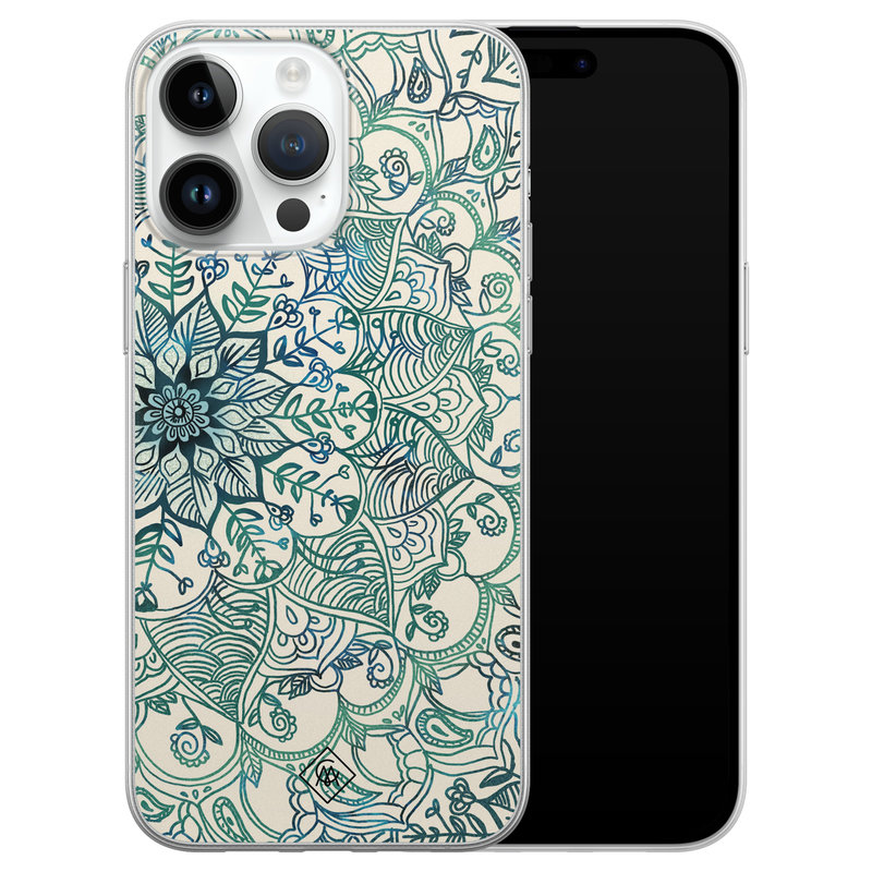 Casimoda iPhone 14 Pro Max siliconen hoesje - Mandala blauw