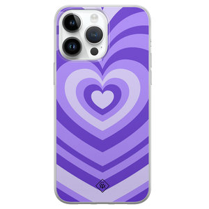 Casimoda iPhone 14 Pro Max siliconen hoesje - Hart swirl paars