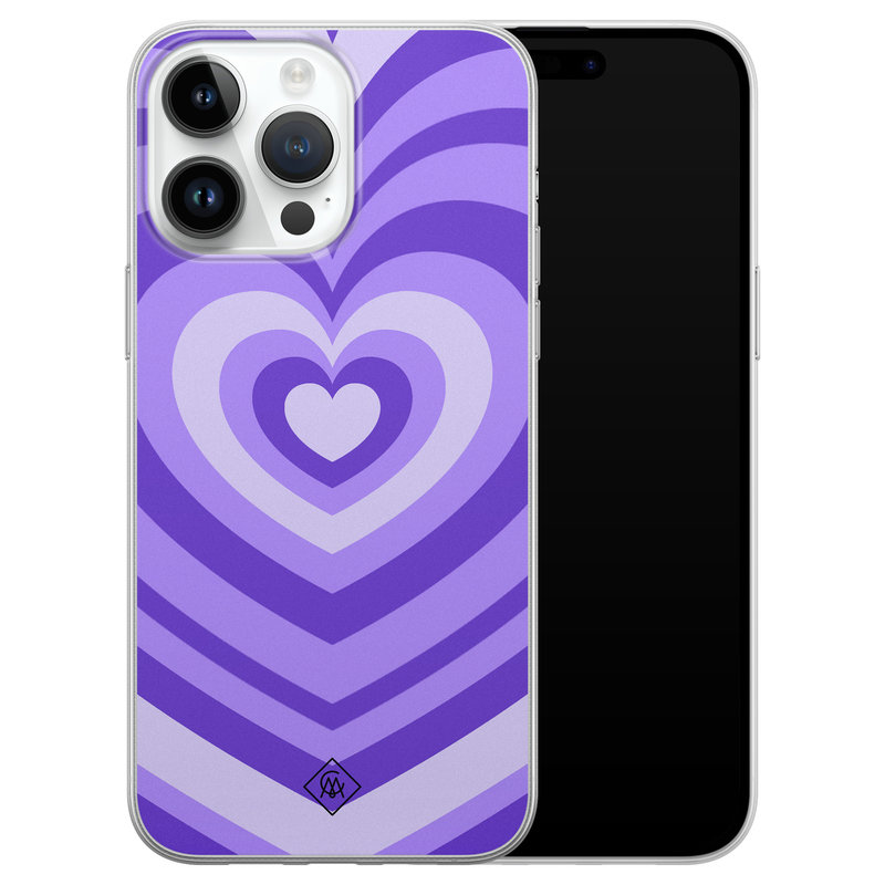 Casimoda iPhone 14 Pro Max siliconen hoesje - Hart swirl paars