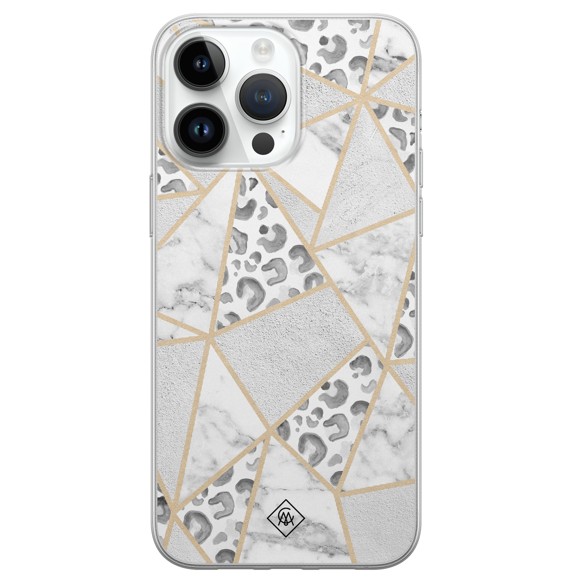 iPhone 14 Pro Max siliconen hoesje Stone leopard print